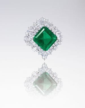 Emerald Diamond Brooch