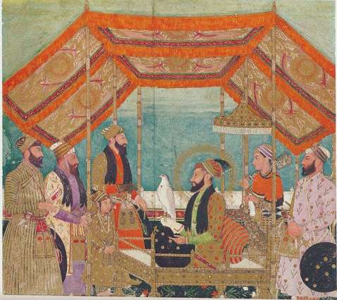 emperor-aurangzeb-holding-court-seated-on-a-golden-throne